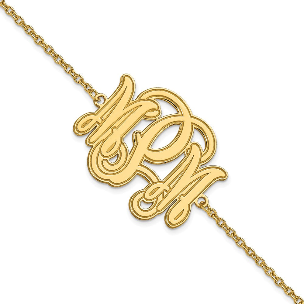 Sterling Silver/Gold-plated Etched Monogram Bracelet XNA562GP