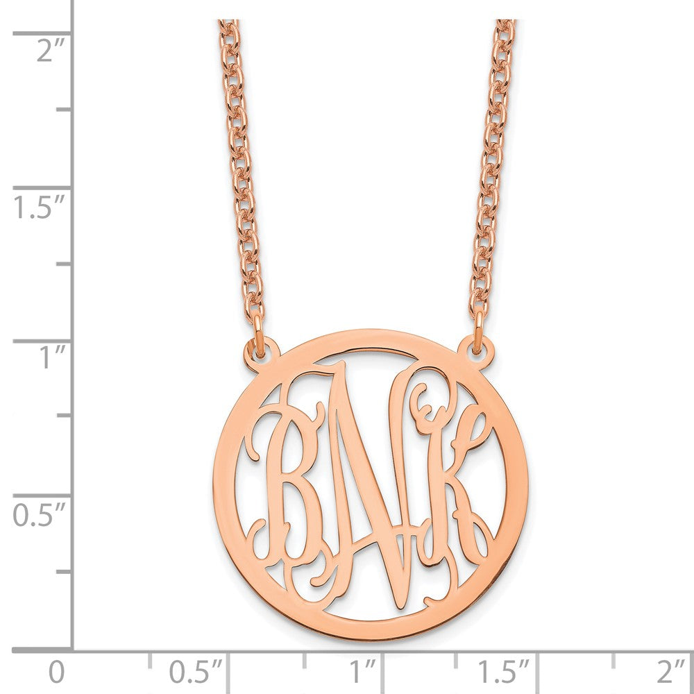 Sterling Silver/Rose-plated Round Monogram Necklace XNA563RP
