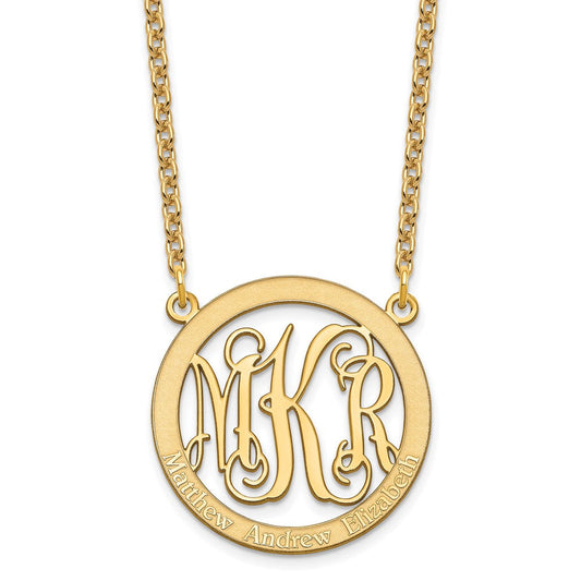 Sterling Silver/Gold-plated Small Family Monogram Necklace XNA569GP--6