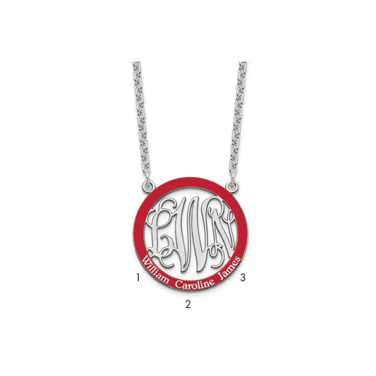 SS/Rhodium-plated Small  Family Monogram w/Epoxy Necklace XNA571SS--6
