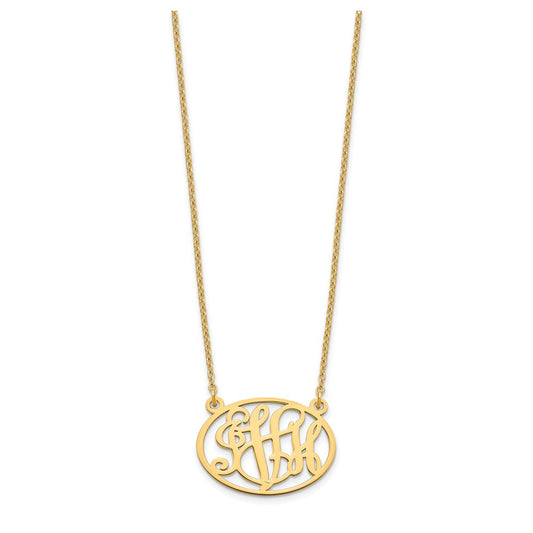 Sterling Silver/Gold-plated Oval Monogram Necklace XNA577GP