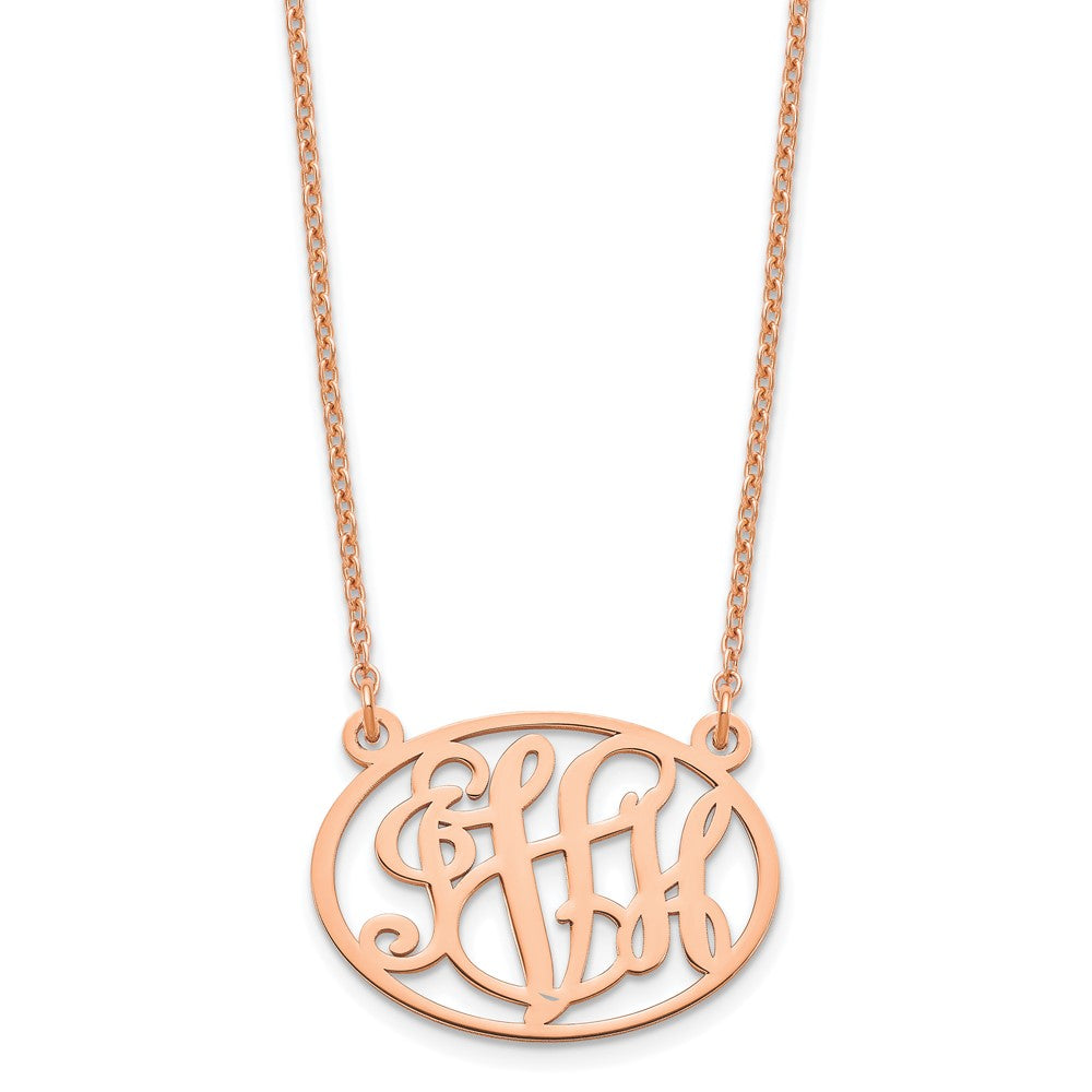 Sterling Silver/Rose-plated Oval Monogram Necklace XNA577RP