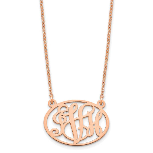 Sterling Silver/Rose-plated Oval Monogram Necklace XNA577RP