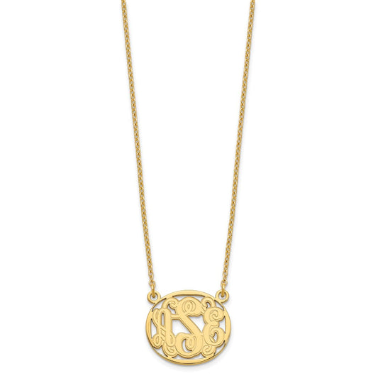 Sterling Silver/Gold-plated Etched Oval Monogram Necklace XNA579GP