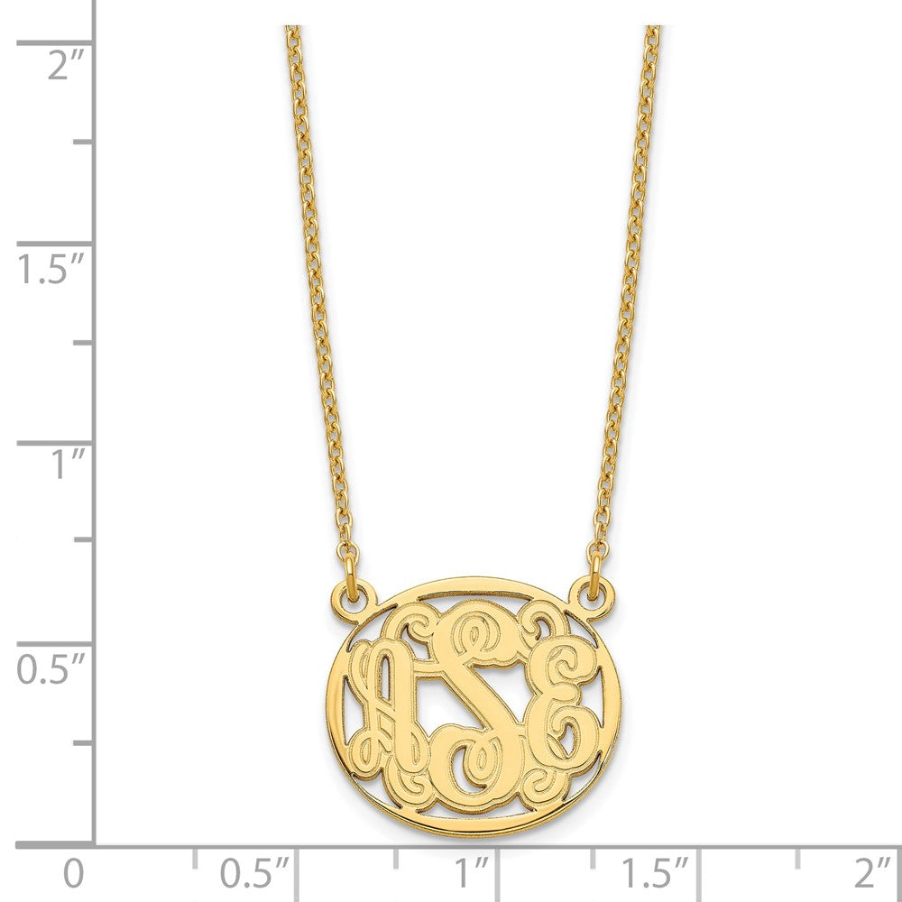Sterling Silver/Gold-plated Etched Oval Monogram Necklace XNA579GP