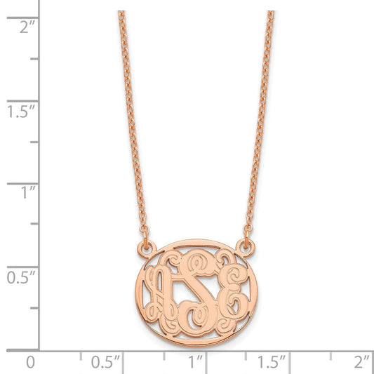 Sterling Silver/Rose-plated Etched Oval Monogram Necklace XNA579RP