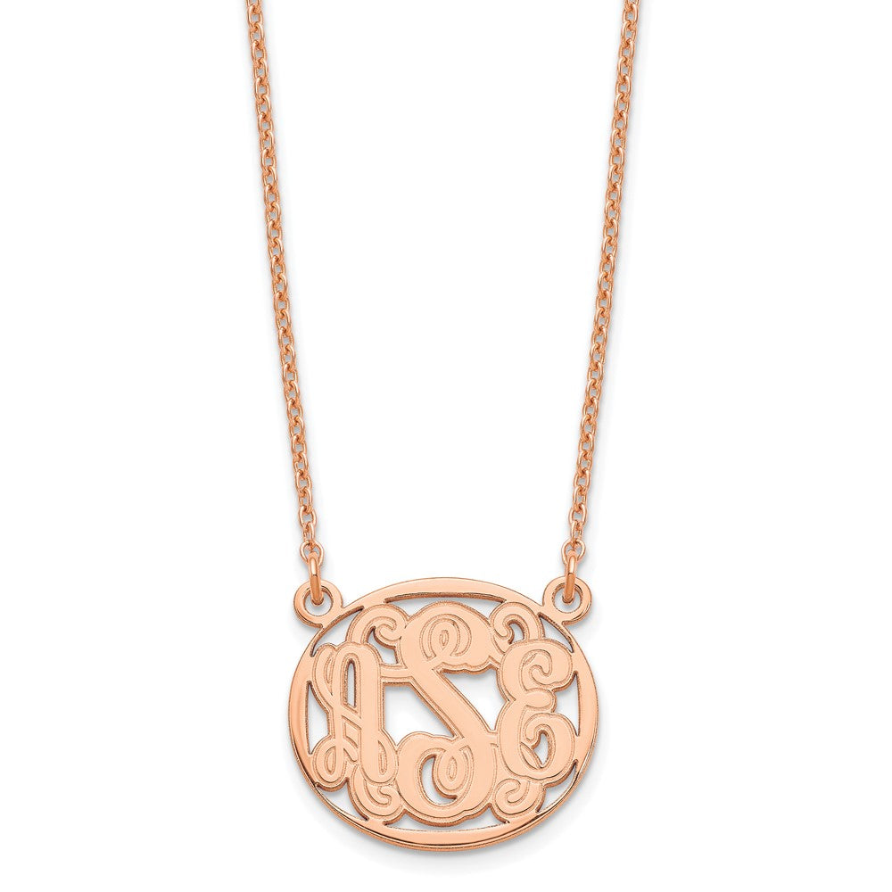 Sterling Silver/Rose-plated Etched Oval Monogram Necklace XNA579RP
