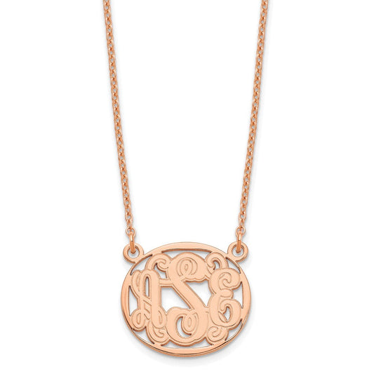 Sterling Silver/Rose-plated Etched Oval Monogram Necklace XNA579RP