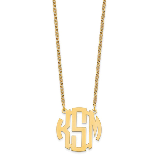 Sterling Silver/Gold-plated Small Round Monogram Necklace XNA588GP