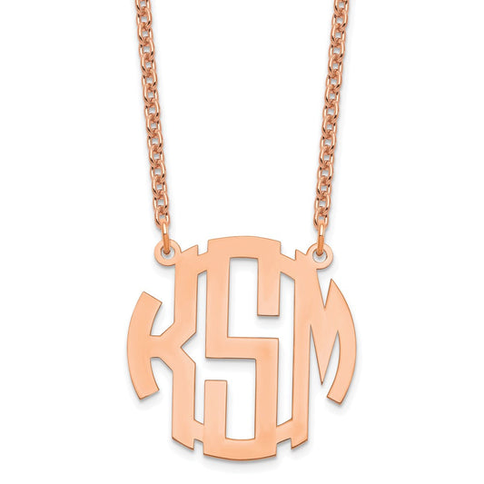 Sterling Silver/Rose-plated Small Round Monogram Necklace XNA588RP
