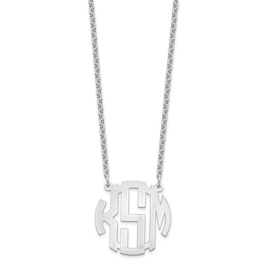 Sterling Silver/Rhodium-plated Small Round Monogram Necklace XNA588SS