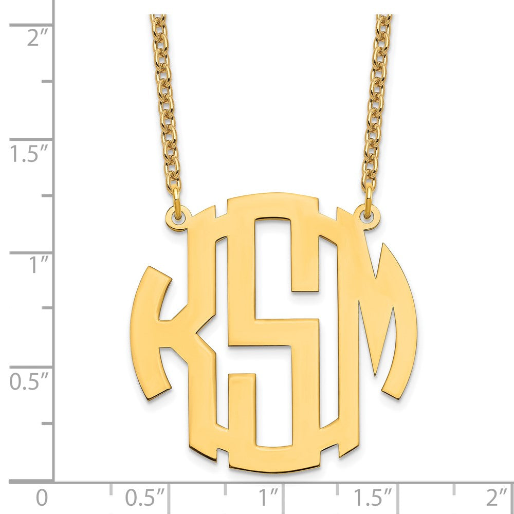 Sterling silver/Gold-plated Large Round Monogram Necklace XNA589GP