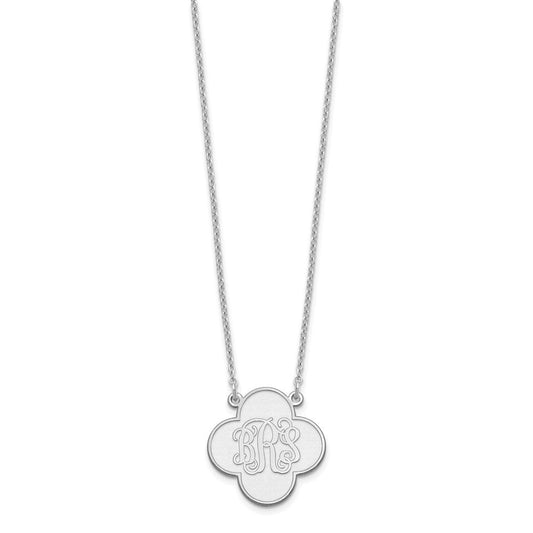 Sterling Silver/Rhodium-plated Clover Monogram Necklace XNA601SS
