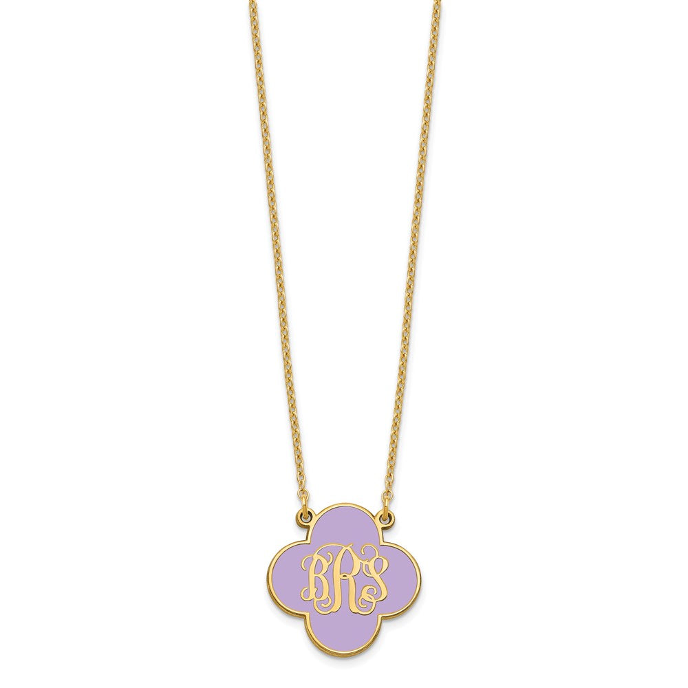 Sterling Silver/Gold-plated Clover Monogram w/Epoxy Necklace XNA602GP