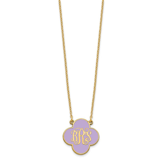 Sterling Silver/Gold-plated Clover Monogram w/Epoxy Necklace XNA602GP