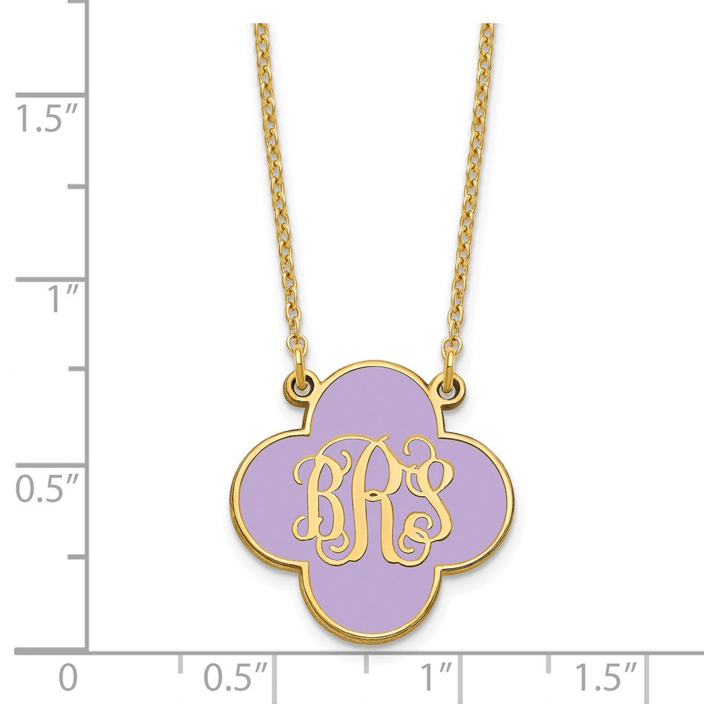 Sterling Silver/Gold-plated Clover Monogram w/Epoxy Necklace XNA602GP