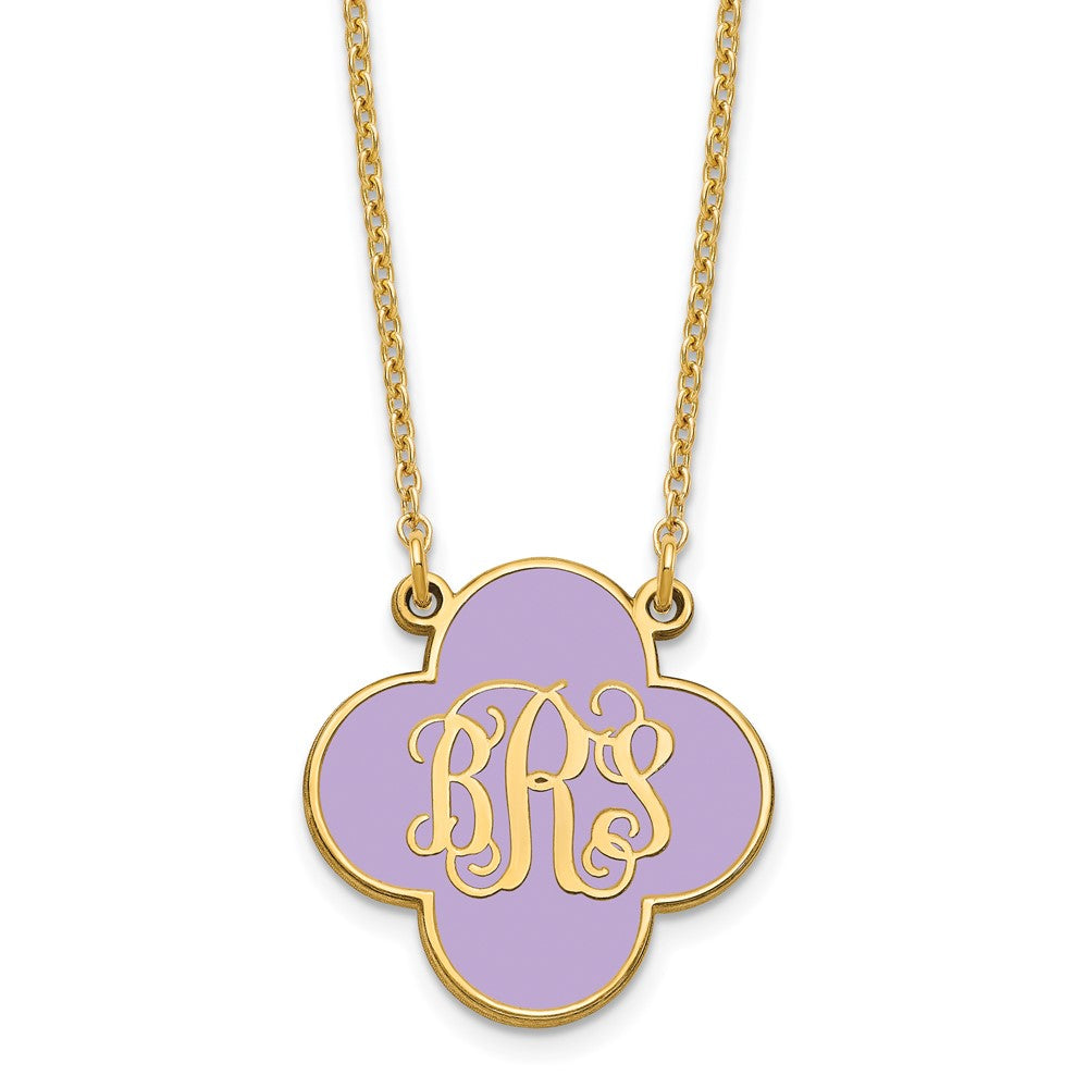 Sterling Silver/Gold-plated Clover Monogram w/Epoxy Necklace XNA602GP