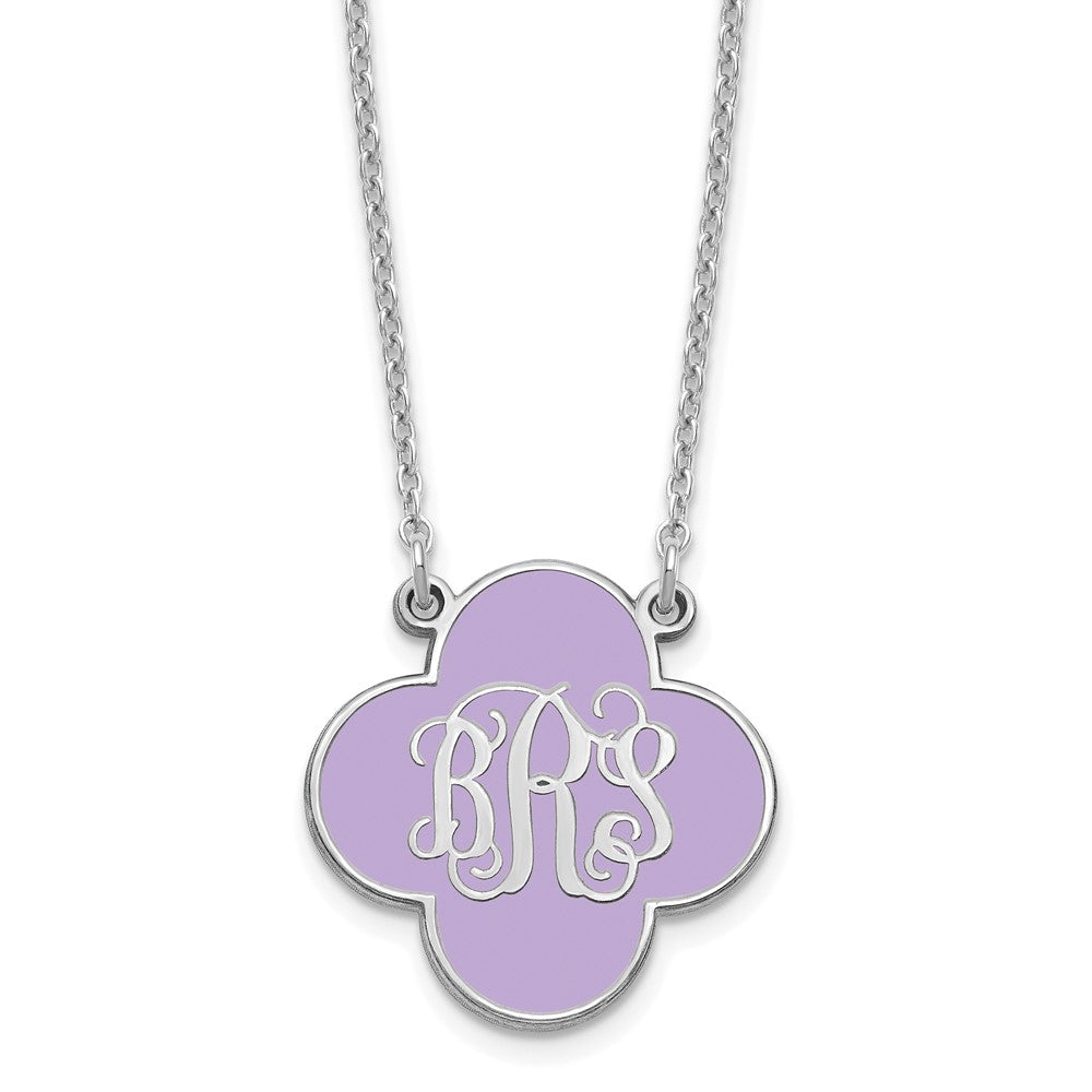 Sterling Silver/Rhodium-plated Clover Monogram w/Epoxy Necklace XNA602SS