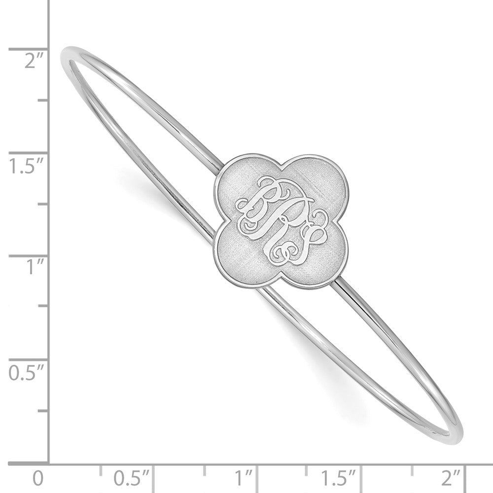 Sterling Silver/Rhodium-plated Clover Monogram Slip on Bangle XNA603SS