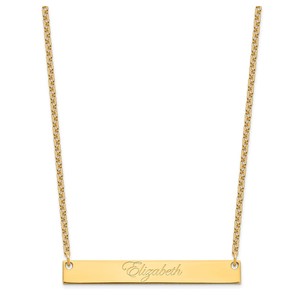Sterling Silver/Gold-plated Large EDWARDIAN SCRIPT Bar Necklace XNA642GP
