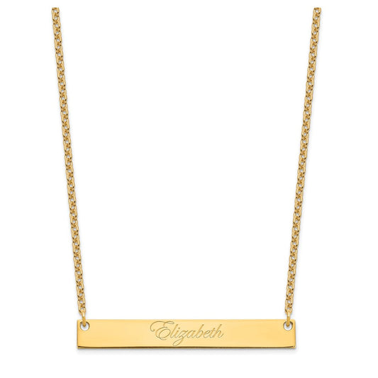 Sterling Silver/Gold-plated Large EDWARDIAN SCRIPT Bar Necklace XNA642GP