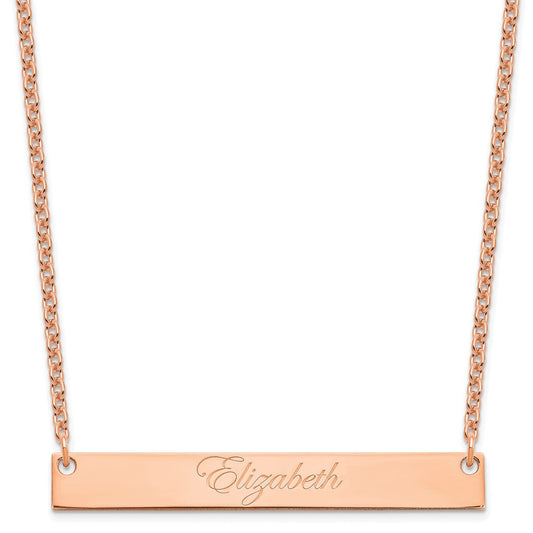 Sterling Silver/Rose-plated Large EDWARDIAN SCRIPT Bar Necklace XNA642RP