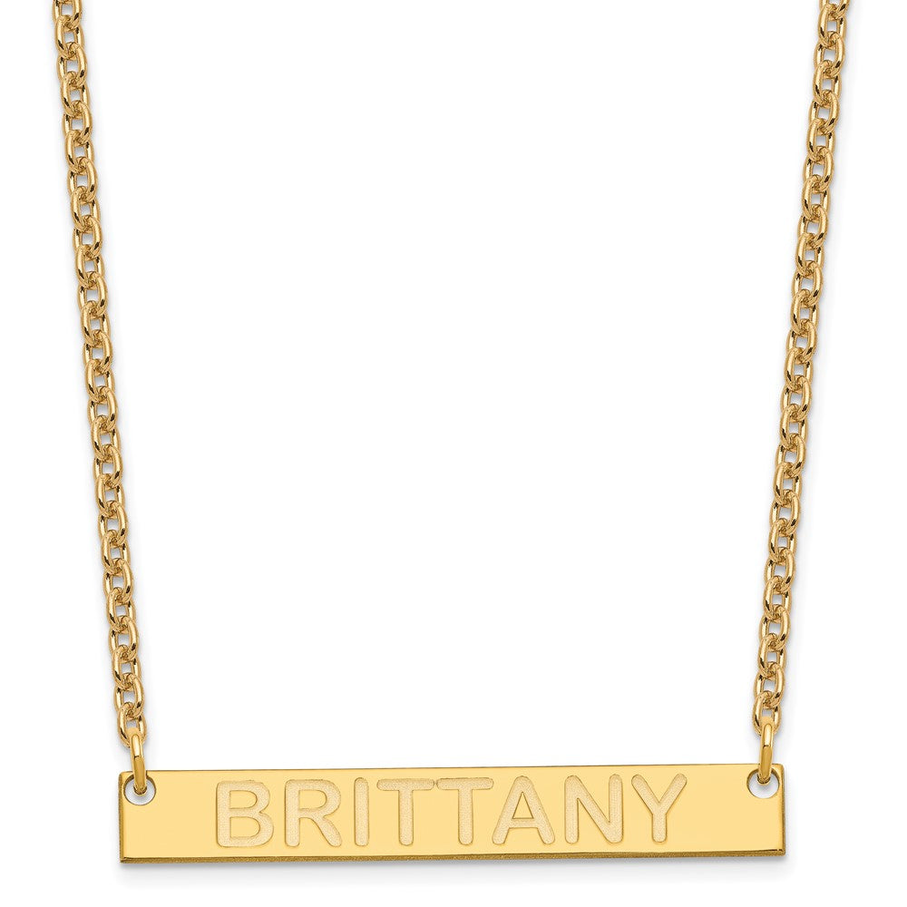 SS/Gold-plated Medium Capitalized ARIAL ROUNDED Bar Necklace XNA644GP