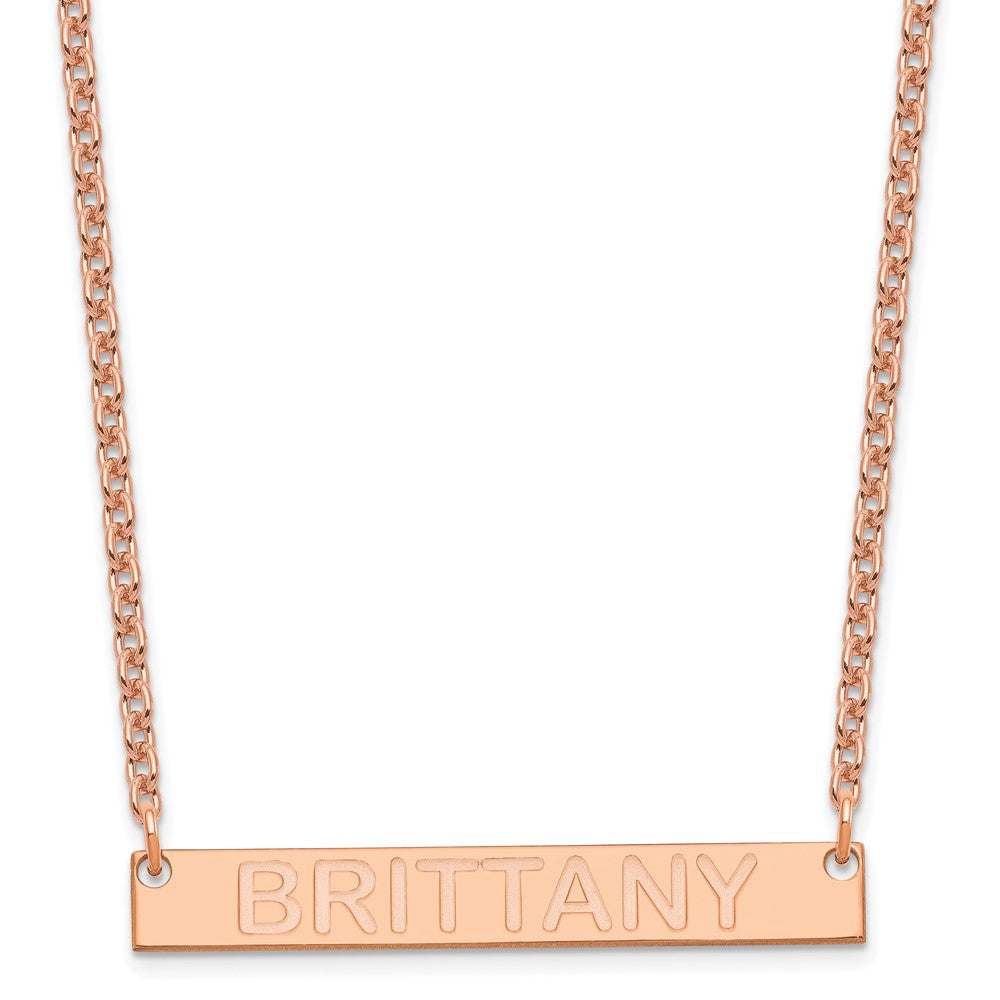SS/Rose-plated Medium Capitalized ARIAL ROUNDED Bar Necklace XNA644RP