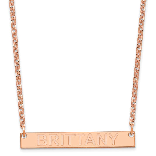 SS/Rose-plated Medium Capitalized ARIAL ROUNDED Bar Necklace XNA644RP