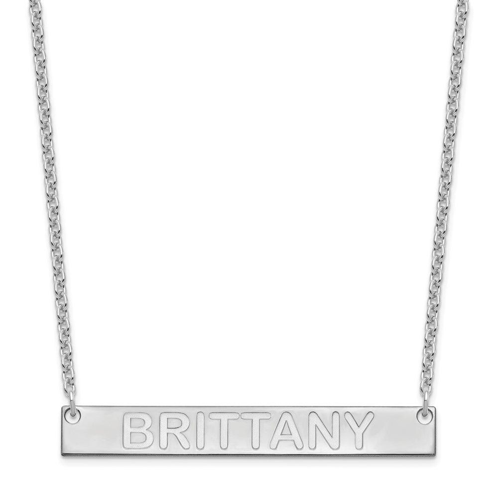 SS/Rhod-plated Large Capitalized ARIAL ROUNDED Bar Necklace XNA645SS