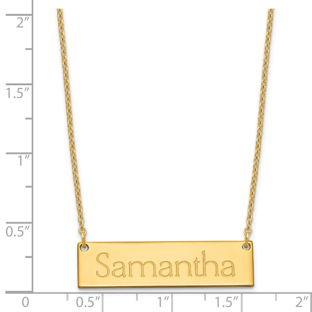 Sterling Silver/Gold-plated Small Name Bar Necklace XNA647GP