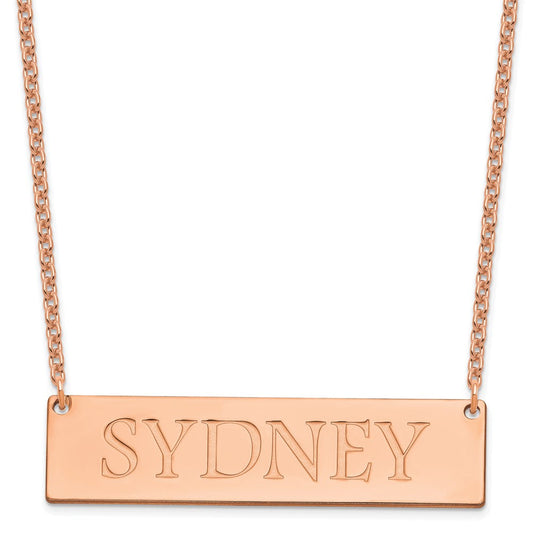 Sterling Silver/Rose-plated Large Name Bar Necklace XNA648RP
