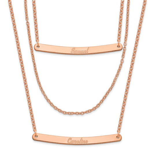 Sterling Silver/Rose-plated Brushed 3 Chain 2 Br Necklace XNA652RP