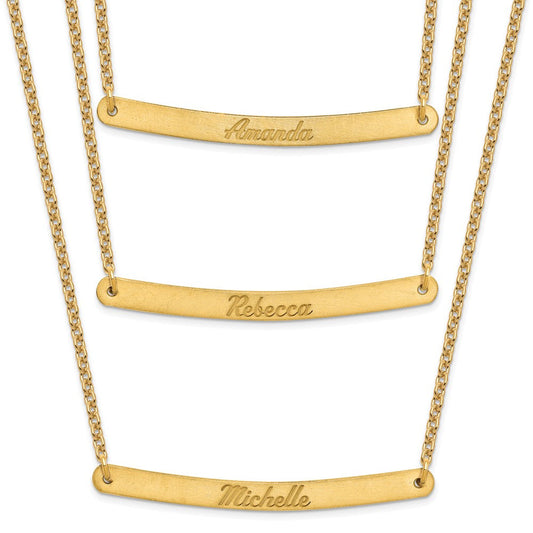 Sterling Silver/Gold-plated Brushed 3 Chain 3 Bar Necklace XNA653GP