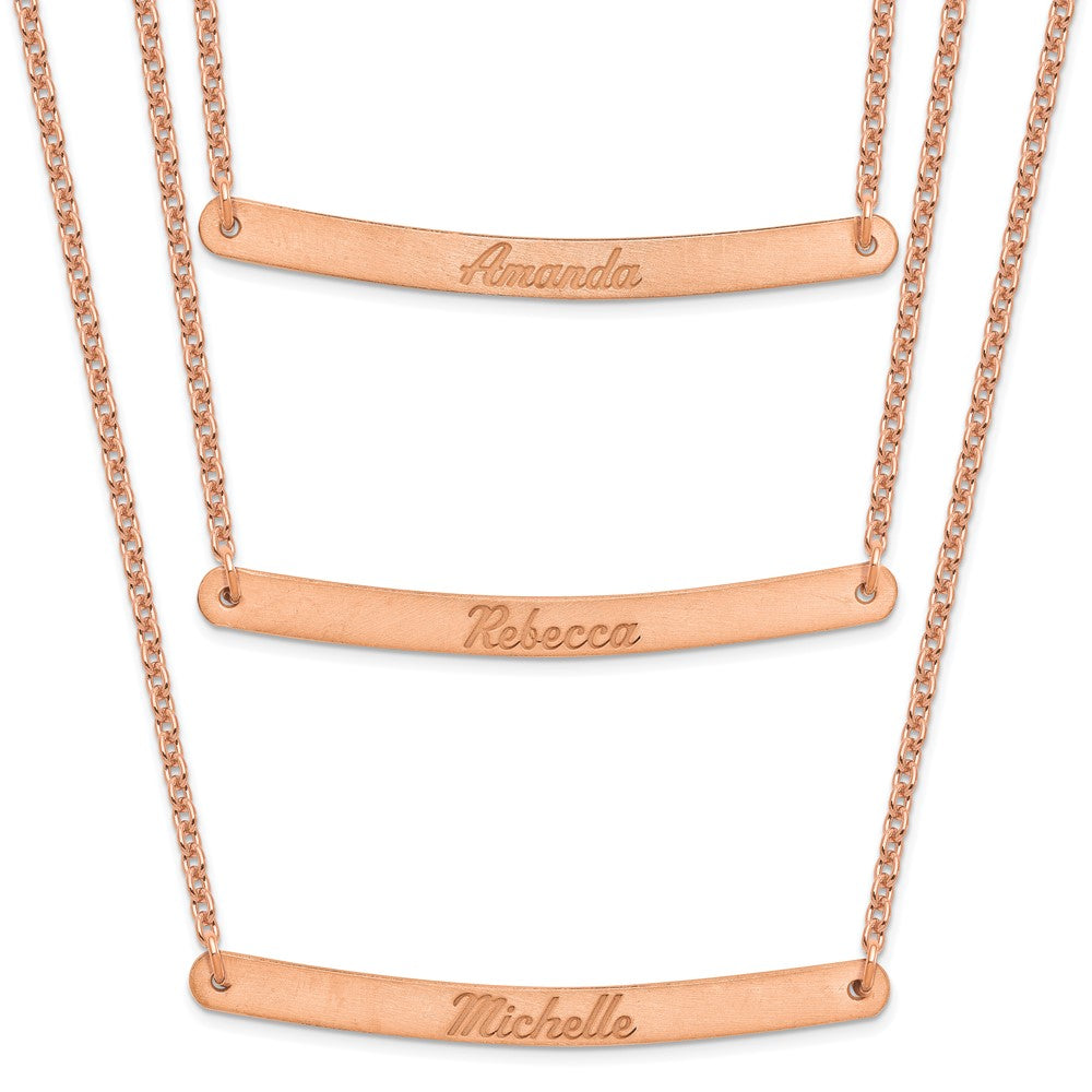 Sterling Silver/Rose-plated Brushed 3 Chain 3 bar Necklace XNA653RP