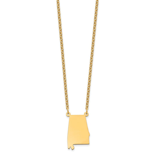 Sterling Silver/Gold-plated Alabama State Necklace XNA706GP-AL