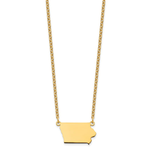 Sterling Silver/Gold-plated Iowa State Necklace XNA706GP-IA