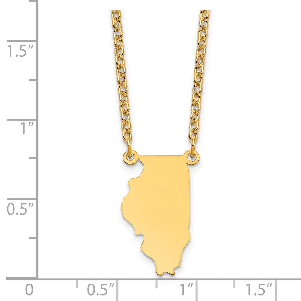 Sterling Silver/Gold-plated Illinois State Necklace XNA706GP-IL