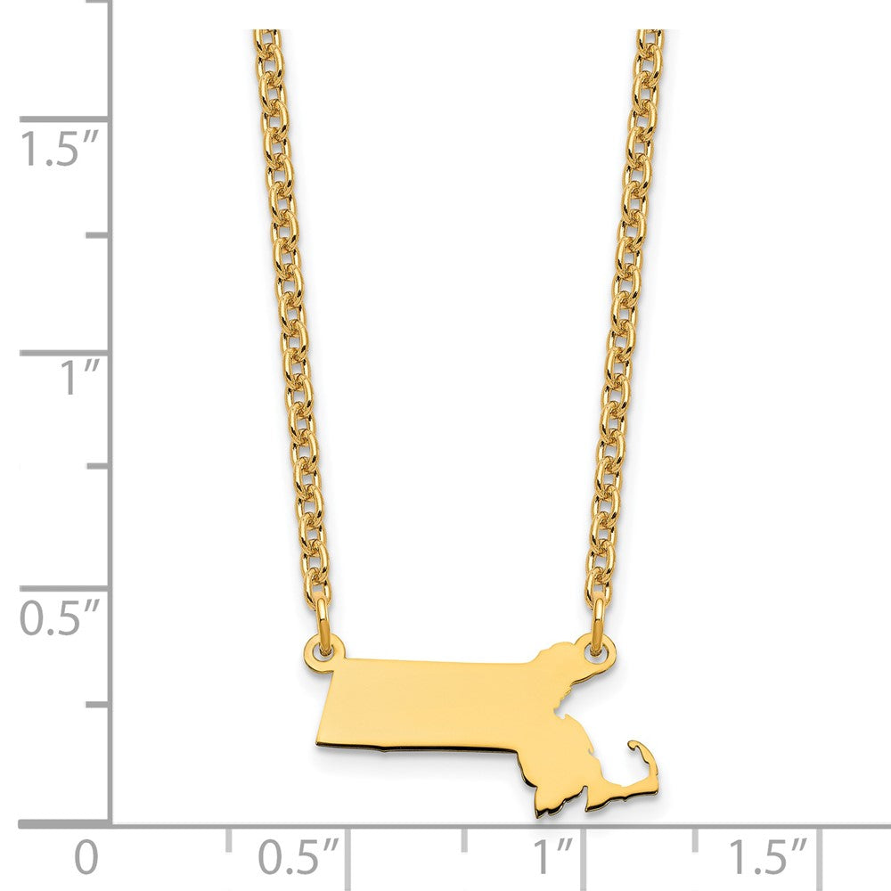 Sterling Silver/Gold-plated Massachusetts State Necklace XNA706GP-MA