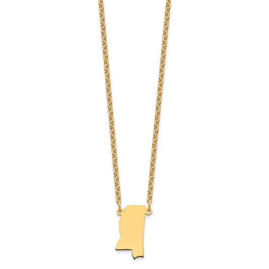 Sterling Silver/Gold-plated Mississippi State Necklace XNA706GP-MS