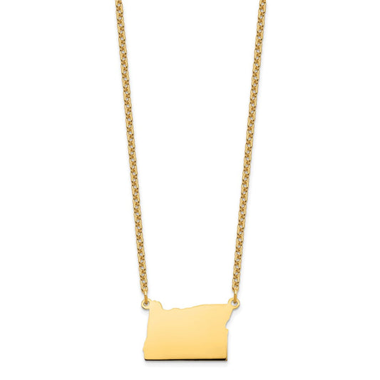 Sterling Silver/Gold-plated Oregon state Necklace XNA706GP-OR