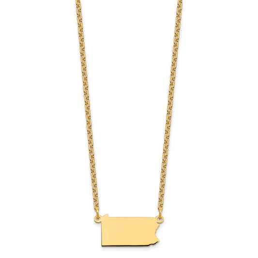 Sterling Silver/Gold-plated Pennsylvania State Necklace XNA706GP-PA