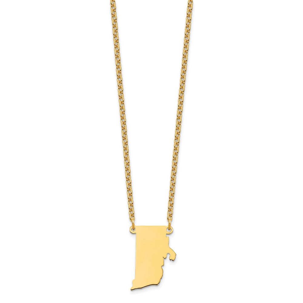 Sterling Silver/Gold-plated Rhode Island State Necklace XNA706GP-RI