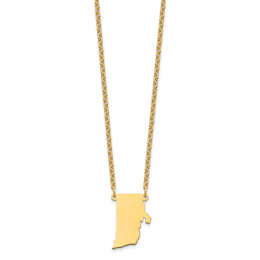 Sterling Silver/Gold-plated Rhode Island State Necklace XNA706GP-RI