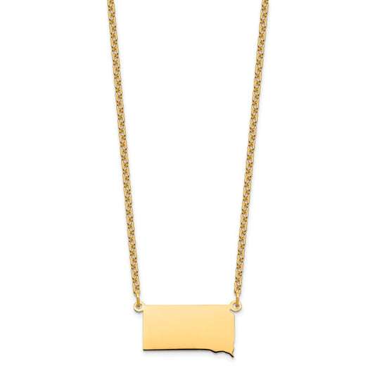 Sterling Silver/Gold-plated South Dakota State Necklace XNA706GP-SD