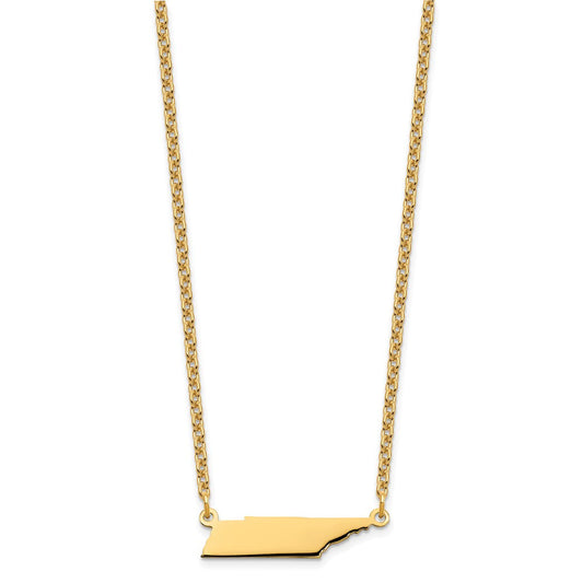 Sterling Silver/Gold-plated Tennessee State Necklace XNA706GP-TN