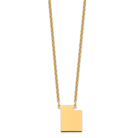 Sterling Silver/Gold-plated Utah State Necklace XNA706GP-UT
