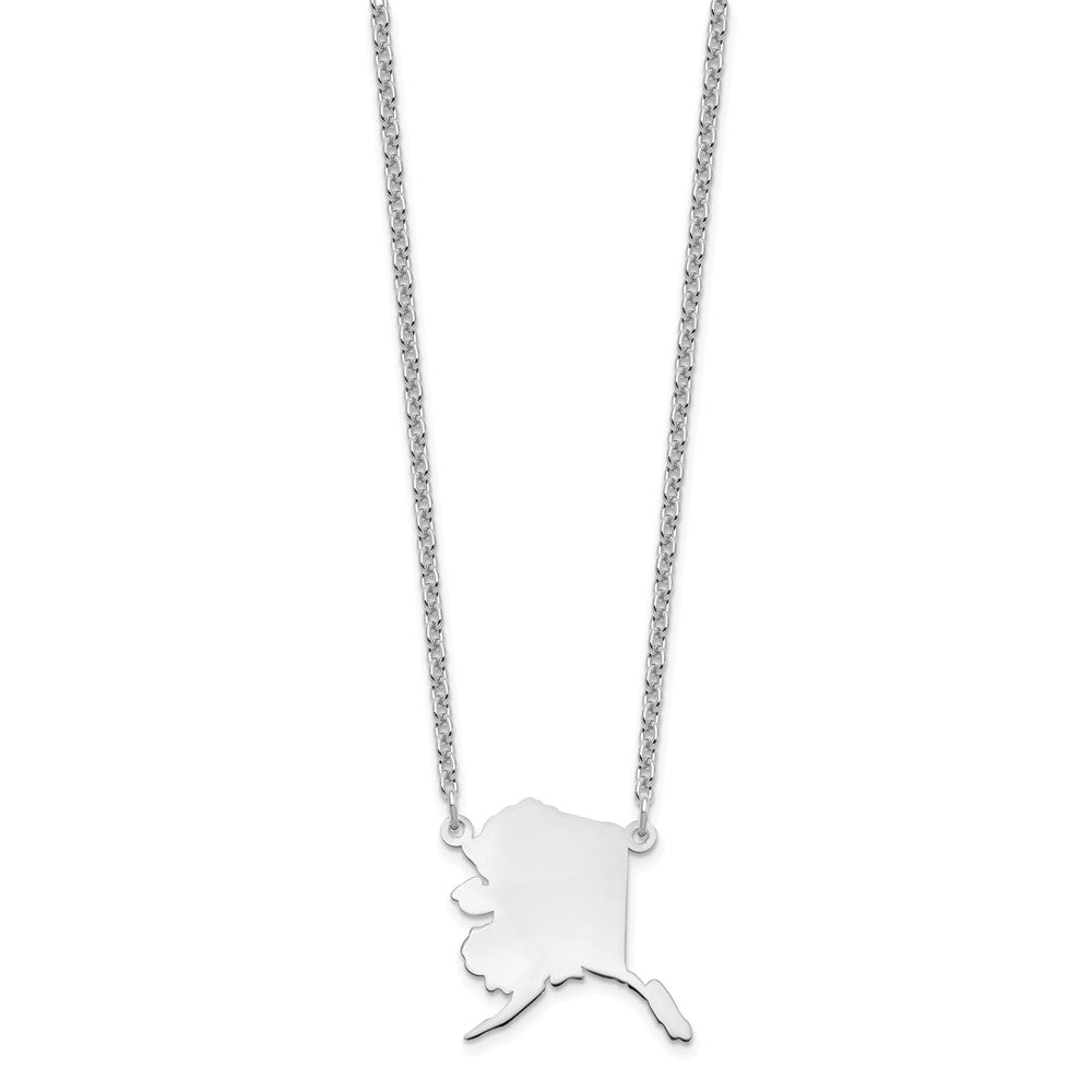 Sterling Silver/Rhodium-plated Alaska State Necklace XNA706SS-AK