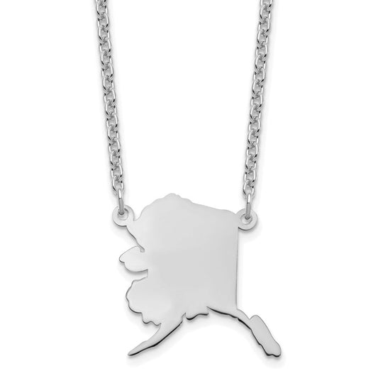 Sterling Silver/Rhodium-plated Alaska State Necklace XNA706SS-AK
