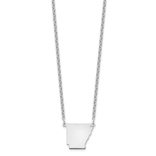 Sterling Silver/Rhodium-plated Arkansas State Necklace XNA706SS-AR